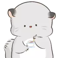 a cartoon cat is drinking a cup of coffee with a straw