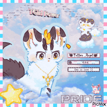 a picture of a cat with the word pride on the bottom right