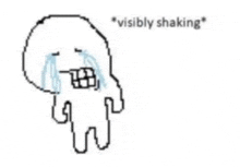 a pixel art drawing of a skeleton crying with the words " visibly shaking " below it