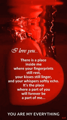 a red heart with the words " i love you " on the top