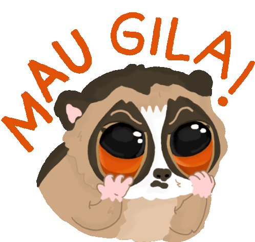 Laurence Pulls His Lower Eyelids With Text Mau Gila In Indonesian Sticker - Tarsier Had Enough Frustrated Stickers