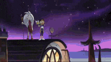 a cartoon girl is holding a cat with a skull on its back .