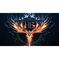 a logo for a band called hb with flames around it