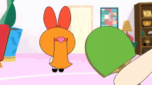 a cartoon of a girl with a heart on her face