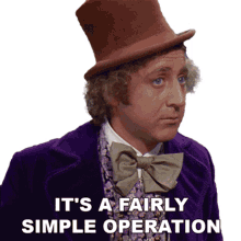 its a fairly simple operation willy wonka and the chocolate factory itll be very simple its not complicated its not difficult