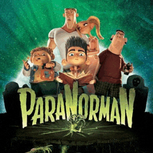 a group of cartoon characters are standing next to each other on a poster for the movie paranormal man .