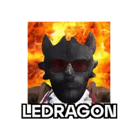 a picture of a man with a dragon 's head and the word ledragon below it