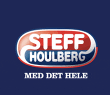 a logo for steff houlberg with a blue background