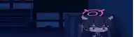 a cartoon of a girl with a cat ear standing in a dark room .