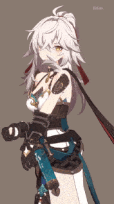 a drawing of a girl with a ponytail and a sword has the name xiaoluo on the bottom right