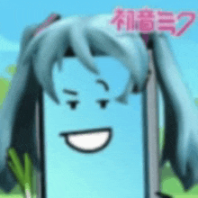 hatsune miku is a cartoon character that looks like a cell phone with a face .