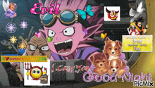 a collage of images with the words good night picmix on the bottom