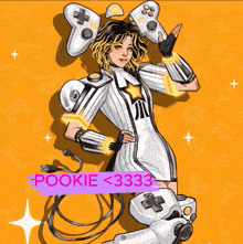 a cartoon of a girl with a star on her chest and the name pookie <3333