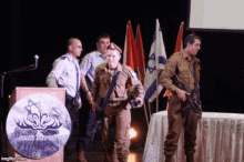 a group of soldiers standing in front of a podium that says ' imgflip.com ' on it