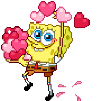 Spongebob Heart Sticker - Spongebob Heart Throwing Hearts Stickers