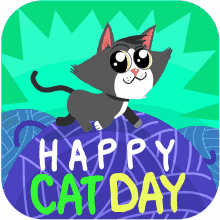 happy cat day kitty yarn national cat day cute