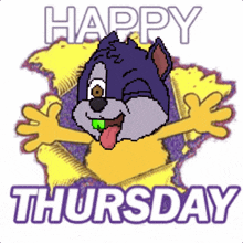 a happy thursday greeting card with a cartoon character
