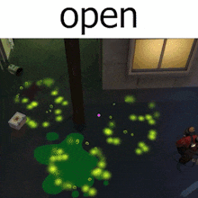 an aerial view of a video game with the words open above it