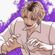 a drawing of a man with his hands outstretched