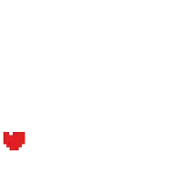 a pixel art of a red heart against a white background