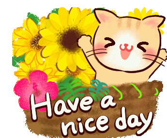Have A Nice Day Cute Cat Sticker - Have A Nice Day Cute Cat Flowers Stickers