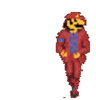 a pixel art drawing of a man in a red suit and tie