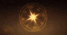 a circle with a star in the middle has a foreign language written in it