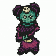 a pixel art of a person with a skull on it 's head