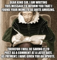 a man is sitting in a chair writing a letter .
