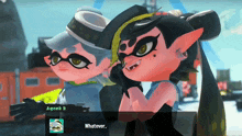 two cartoon characters are standing next to each other and one says agent 2 whatever