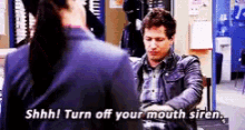 B99 Turn Off Your Mouth Siren GIF - B99 Turn Off Your Mouth Siren Jake GIFs