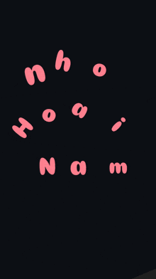 the letters n h o a i and n are floating in the air on a black background