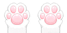 a pixel art of a cat paw with pink spots on it