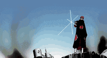 a pixel art drawing of a man holding a sword with a red heart on his cape