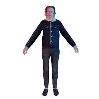 a 3d model of a man in a denim jacket