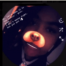 a picture of a man with a teddy bear face and the words " let 's make it to the mornin ' "