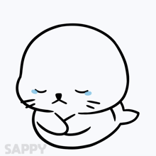 a black and white drawing of a seal with the word sappy below it