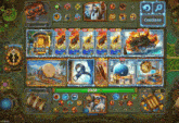 a screenshot of a game with a continue button in the upper right corner