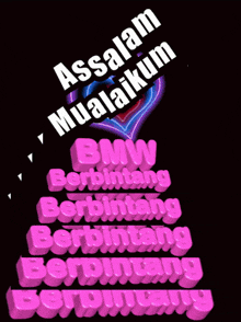 a colorful background with the words assalamu mualaikum bmw berbintang berbintang berbintang berbintang