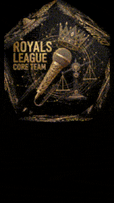 a woman stands in front of a royals league core team logo