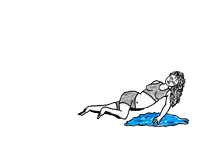a black and white drawing of a woman laying on the ground