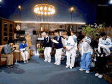 a group of young men are standing in a room with dimples written on the bottom