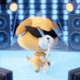 a cartoon dog is playing a saxophone and wearing sunglasses