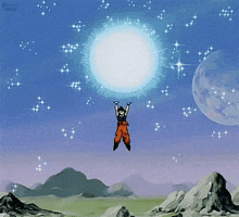 a cartoon character is flying through the air while holding a huge ball in his hands