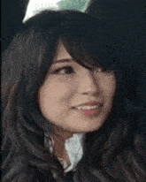 a close up of a woman 's face with long hair