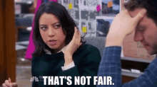 Parks And Rec April Ludgate GIF - Parks And Rec April Ludgate Thats Not Fair GIFs