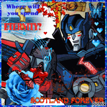 a picture of a robot with the words scotland forever on it