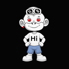 a cartoon character is wearing a shirt that says hi