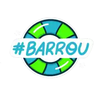a sticker that says #barrou with a green life preserver