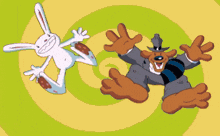 a cartoon rabbit and a cartoon dog are dancing together